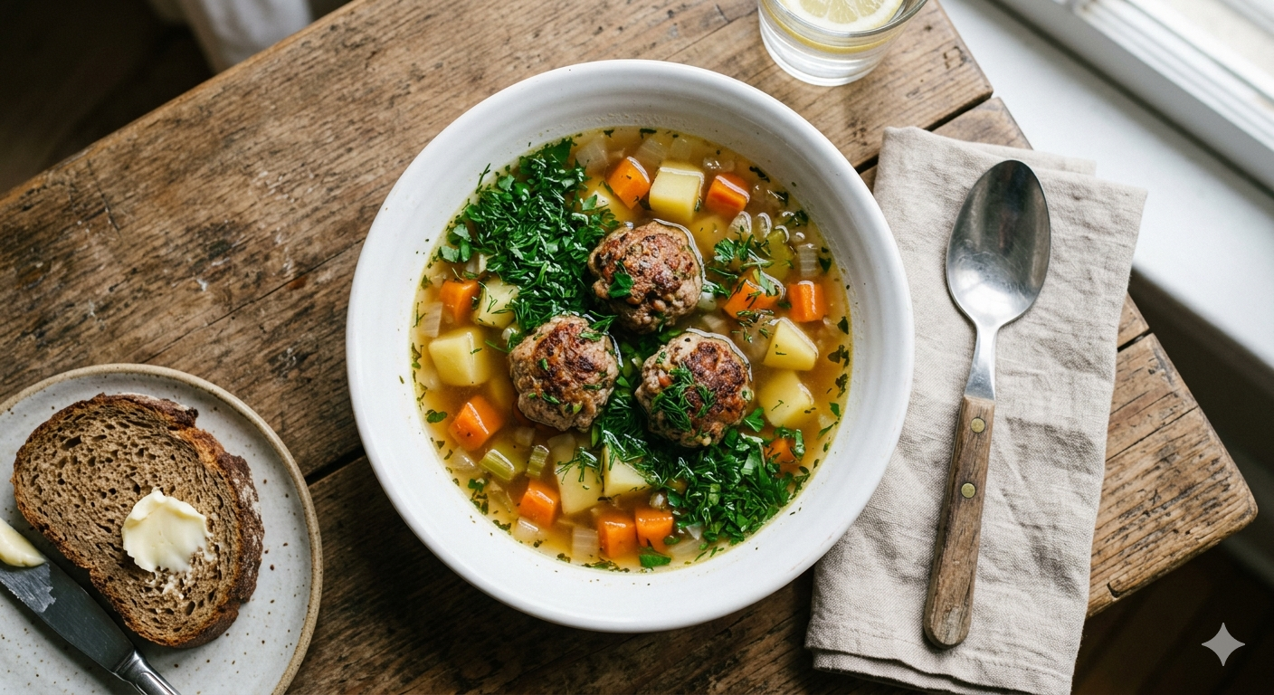 Суп з фрикадельками та овочами – ніжний, ситний, домашній